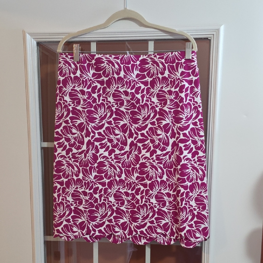 Talbots Pink and White Floral Pencil Skirt